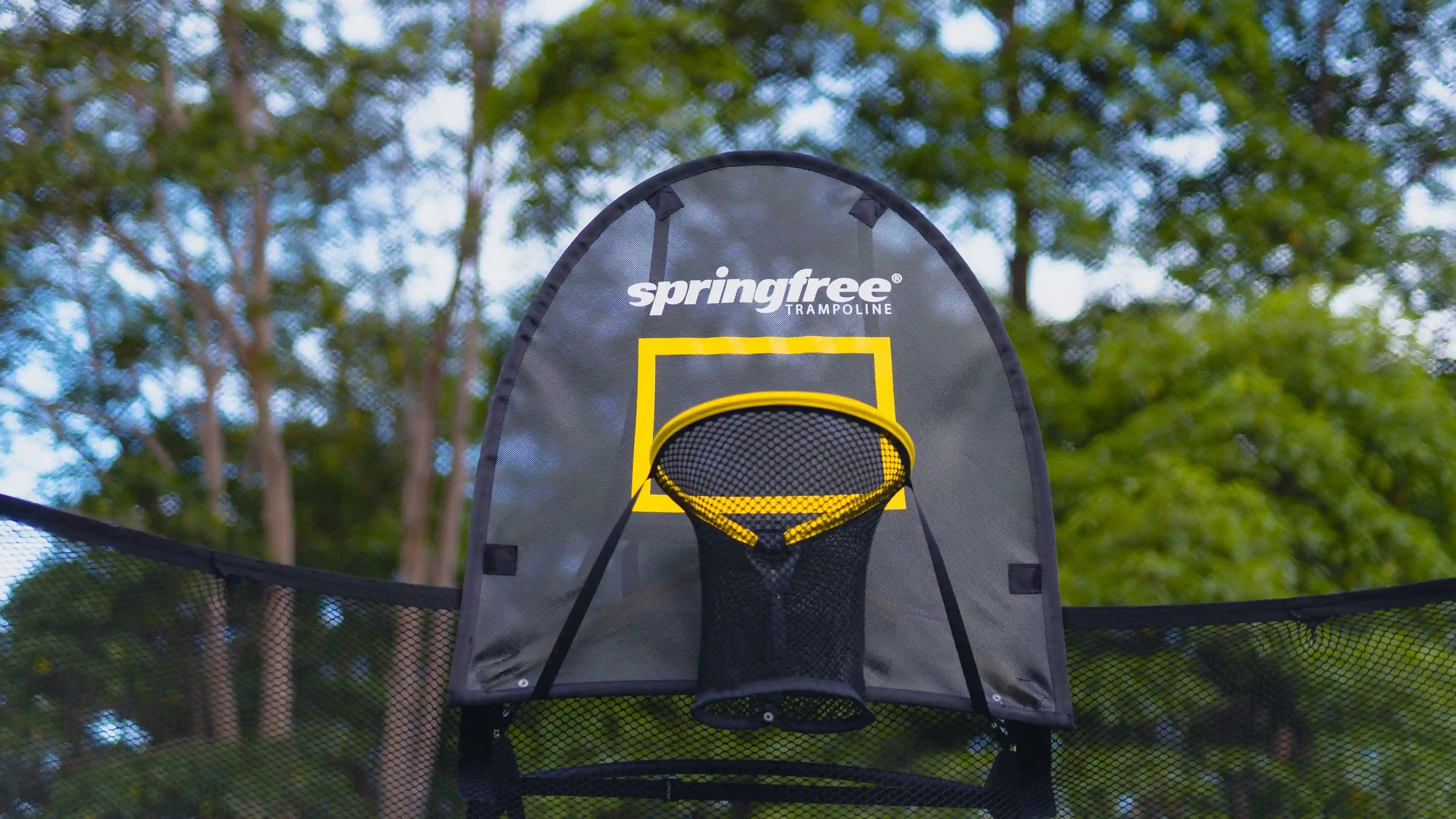flexrhoop attached to a trampoline