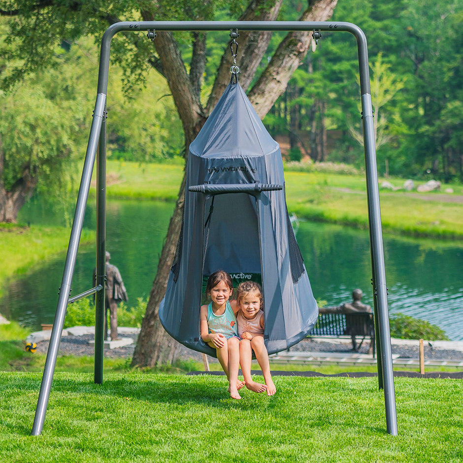 Single Swing Set with Hanging Tent Swing